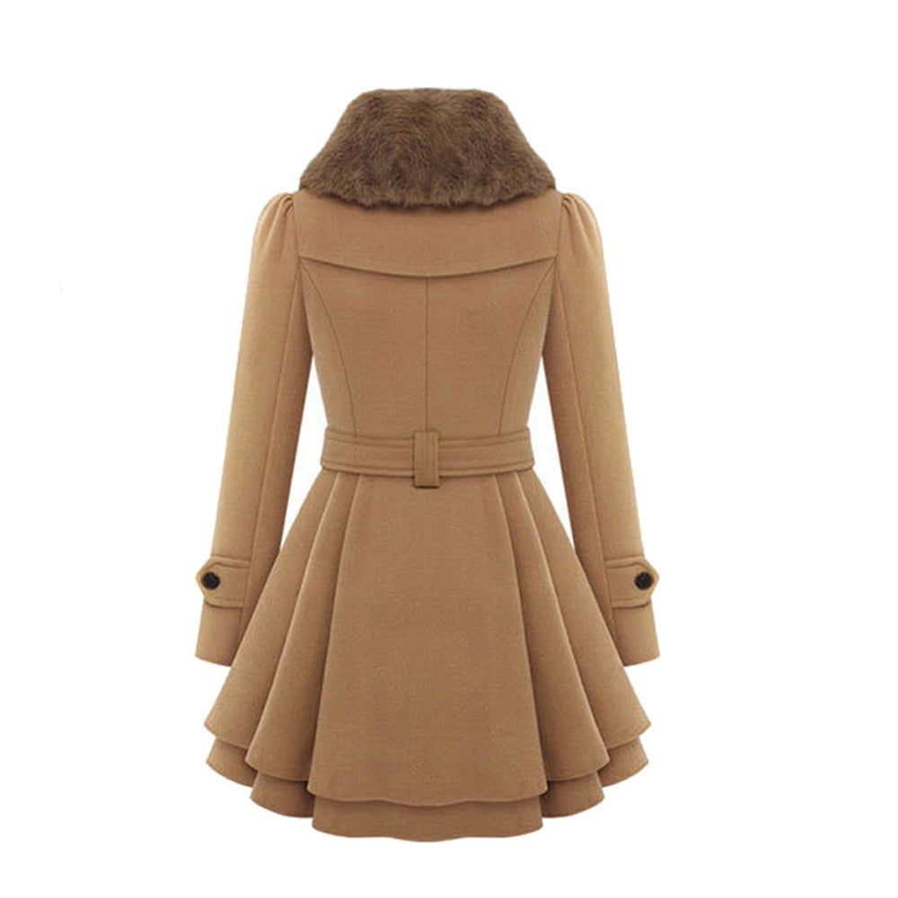 
                  
                    Velora - Elegante Lange Jas met Vegan Bontkraag en Knopen - SkinzLine
                  
                