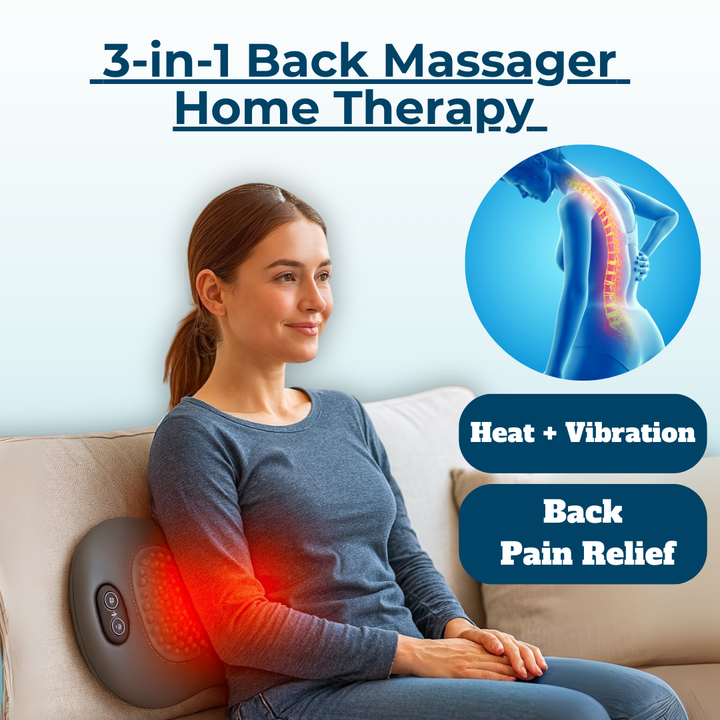 Rugmassageapparaat met Warmte en Trilling, Lendensteun voor Verlichting van Ischias, Onderrugpijn en Houdingscorrectie – 3-in-1 Thuistherapie