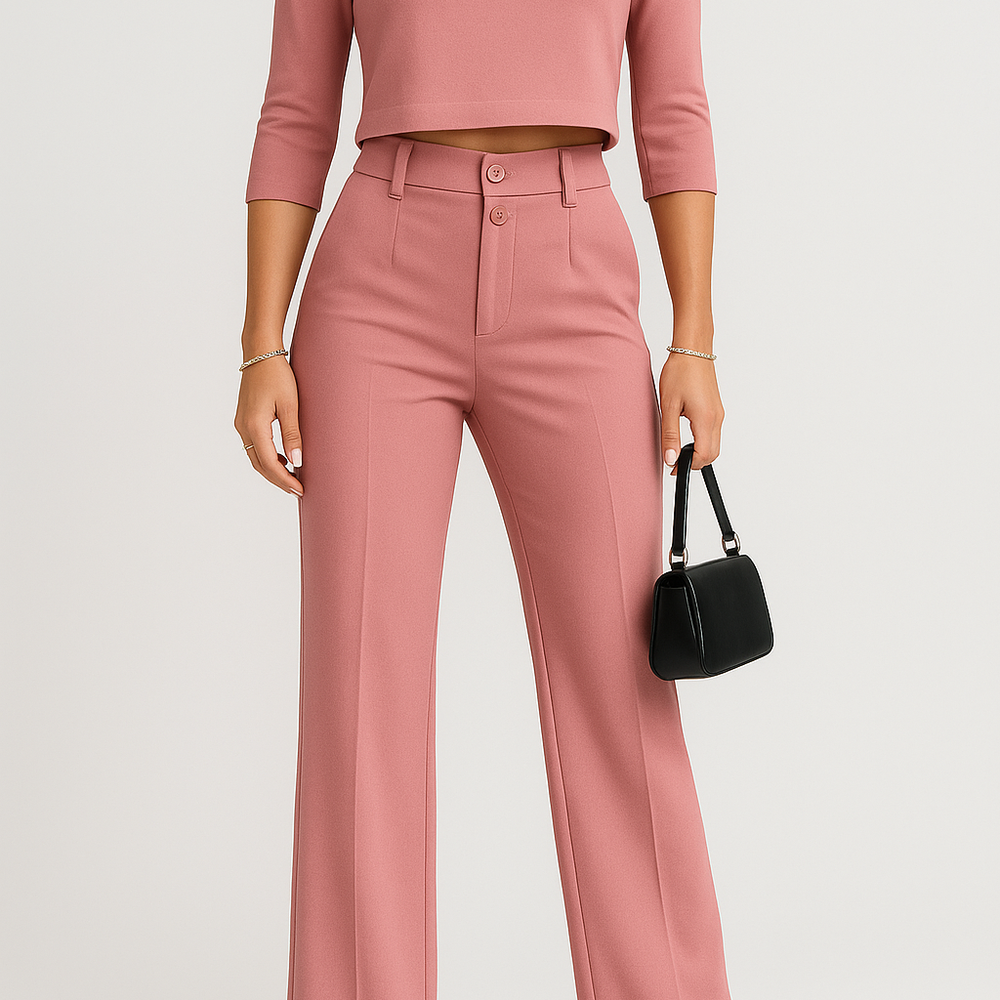 
                  
                    Renyra – Minimalistisch Tweedelig Damespak met Hoge Taille Broek
                  
                
