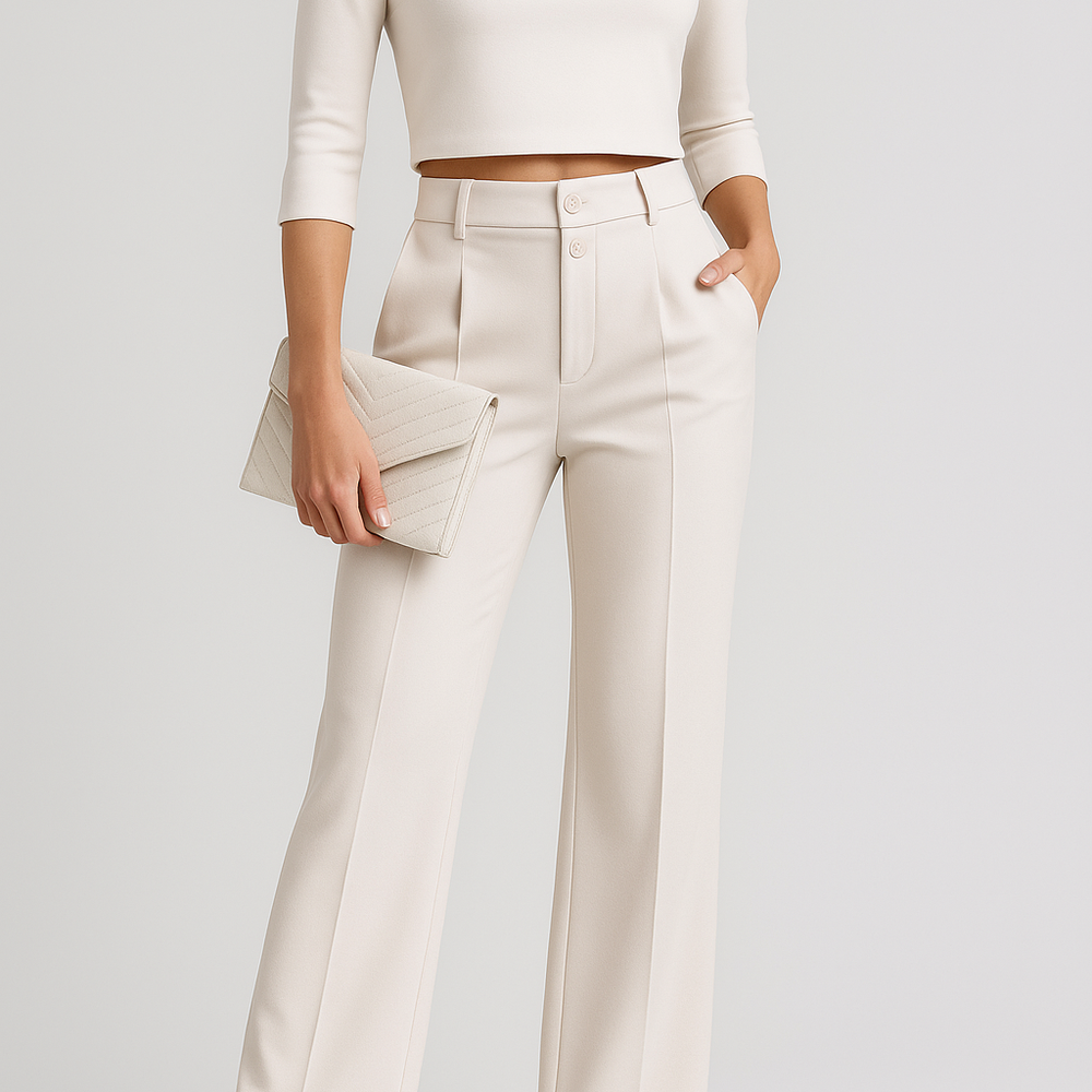 
                  
                    Renyra – Minimalistisch Tweedelig Damespak met Hoge Taille Broek
                  
                