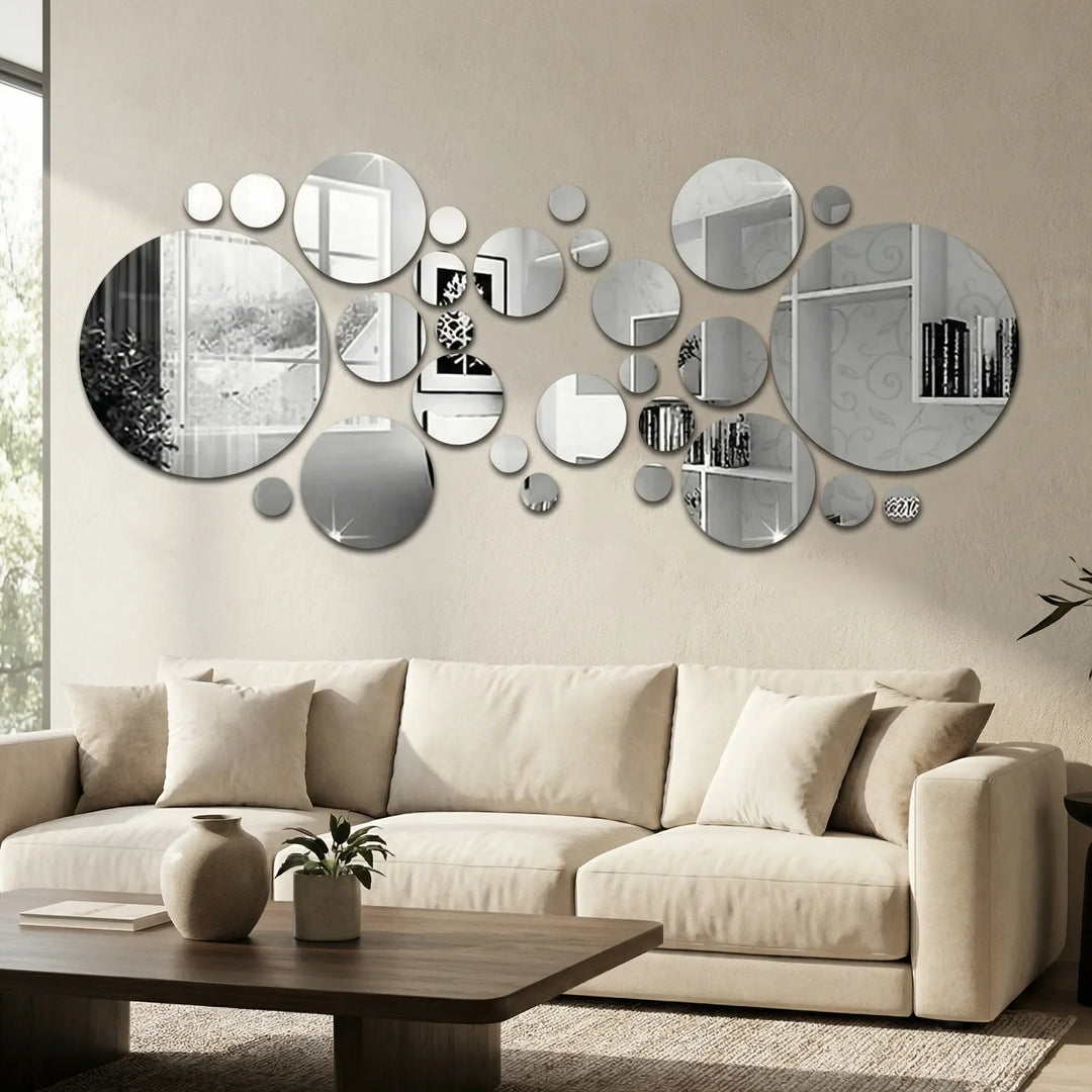 Set ronde spiegelstickers voor de muur – Circluxe