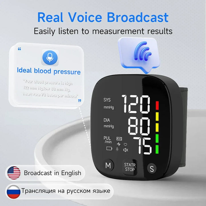 Oplaadbare LED Pols Bloeddrukmonitor met Stemfunctie – HeartGuard