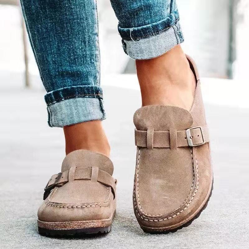 Retro Suède Instapsandalen met Orthopedisch Comfort - Solenza