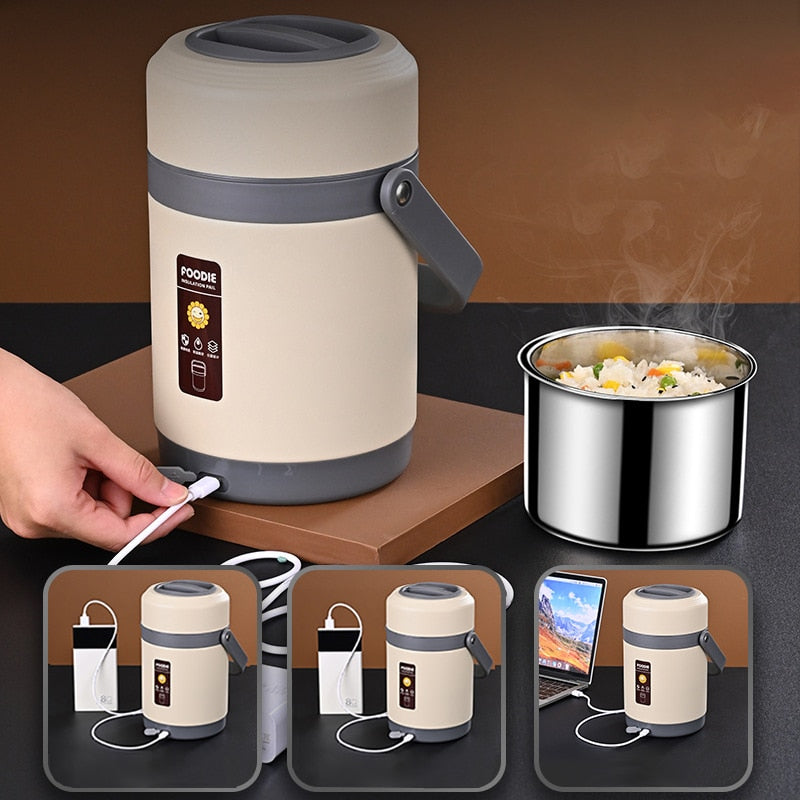 USB-Verwarmde Lunchbox | Roestvrij Staal 304, Draagbare Voedselwarmer