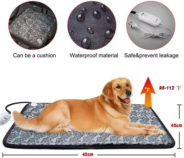 PawTherm Verwarmingsmat voor Huisdieren | Temperatuurregeling & Timer | Waterdicht & Veilig | Voor Honden & Katten