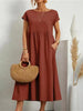O-hals vintage katoenmixen jurk - Brenda