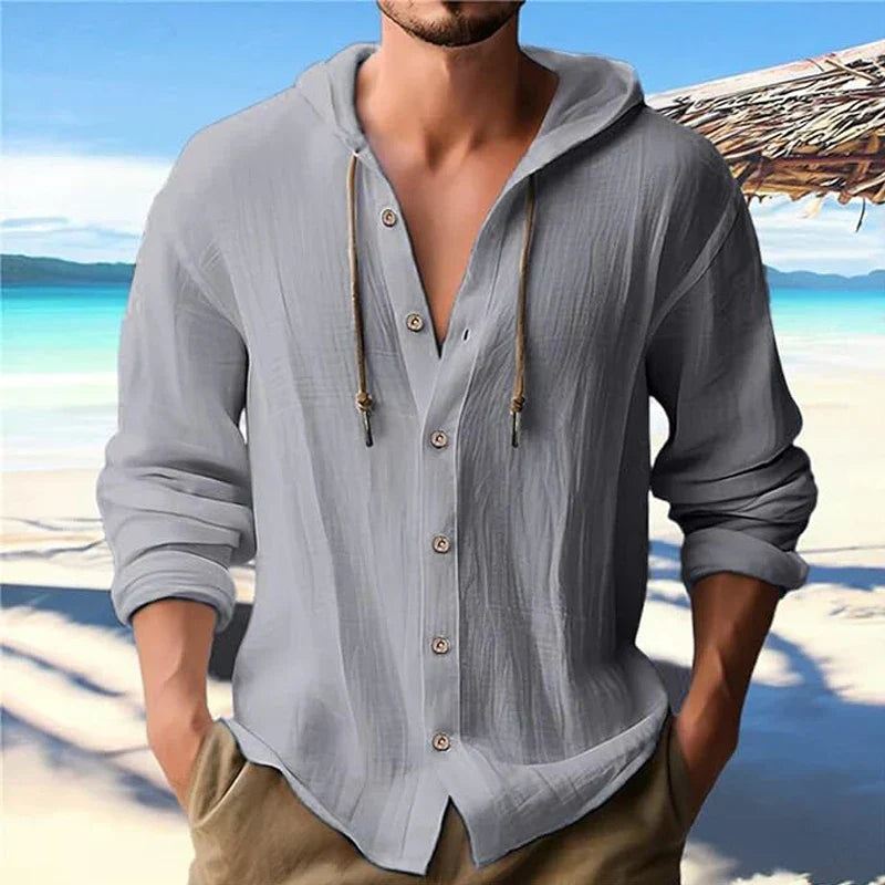 Ademend & Licht Linnen Heren Shirt met Capuchon – Malik