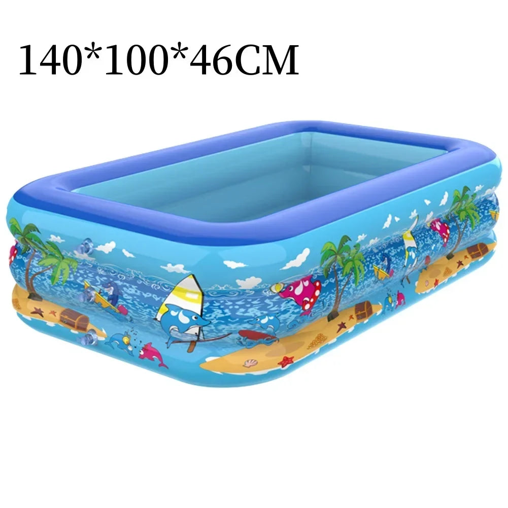 Luftolino Opblaasbaar Kinderzwembad | 110–180 cm | Extra Dik PVC | Cartoon Design voor Tuin en Balkon