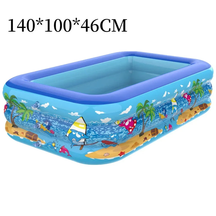 Luftolino Opblaasbaar Kinderzwembad | 110–180 cm | Extra Dik PVC | Cartoon Design voor Tuin en Balkon