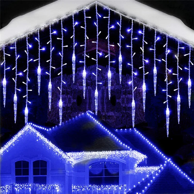 LED-lichtsnoer in ijspegelvorm | 8 modi | Feestelijk wintergordijn | Kerst- en oudejaarsdecoratie 2025 | EU-stekker