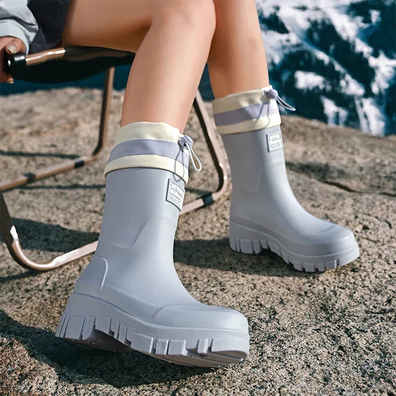 Dames Regenlaarzen retro Look waterdicht met antislipzool – Arlena