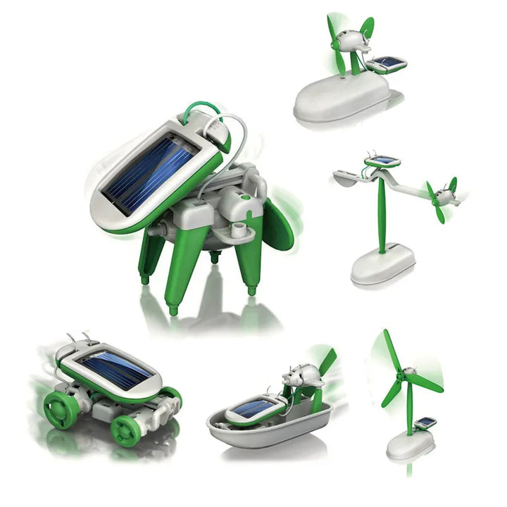 Zonne-energie Robotkit 6-in-1 – Bouw en Leer met Zeilboot, Windmolen, Auto en Meer