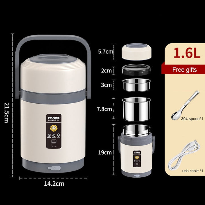 USB-Verwarmde Lunchbox | Roestvrij Staal 304, Draagbare Voedselwarmer