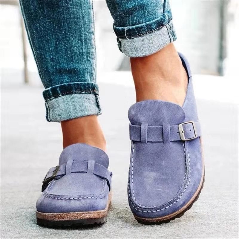 Retro Suède Instapsandalen met Orthopedisch Comfort - Solenza