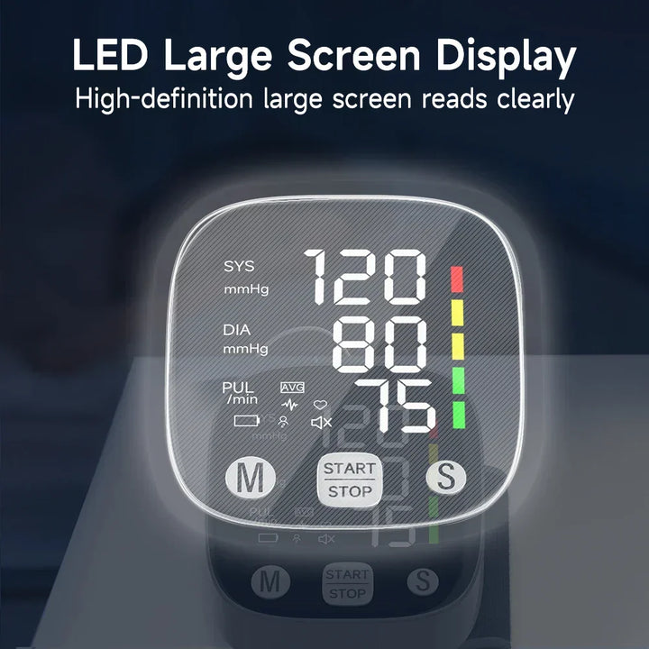 Oplaadbare LED Pols Bloeddrukmonitor met Stemfunctie – HeartGuard