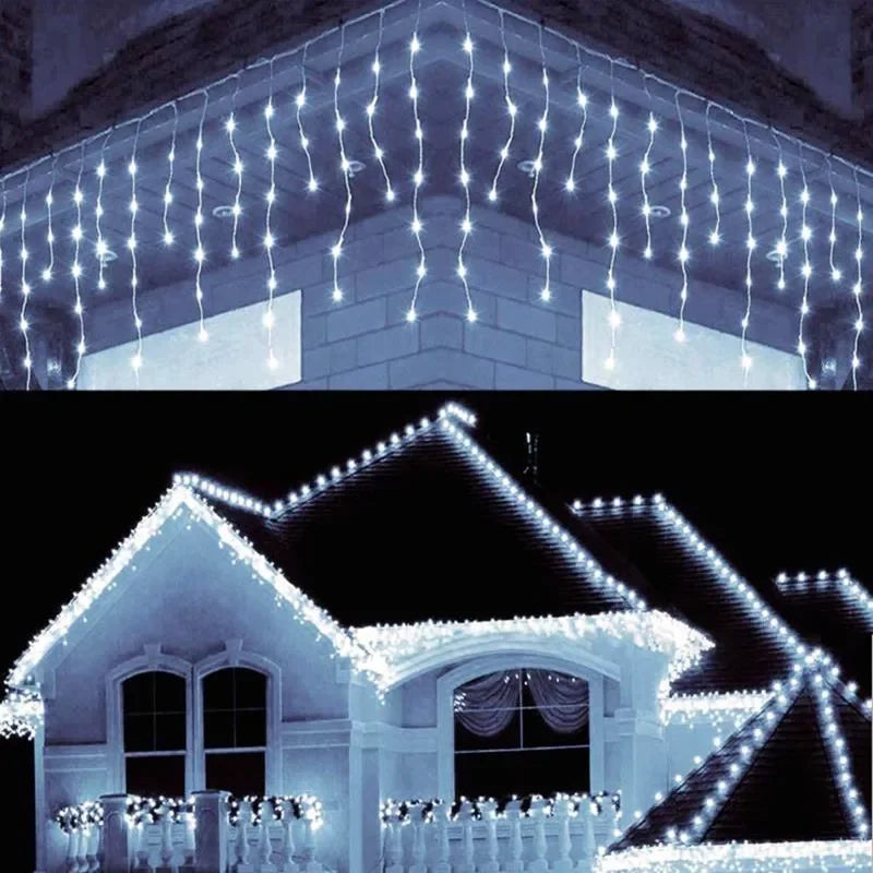LED-lichtsnoer in ijspegelvorm | 8 modi | Feestelijk wintergordijn | Kerst- en oudejaarsdecoratie 2025 | EU-stekker