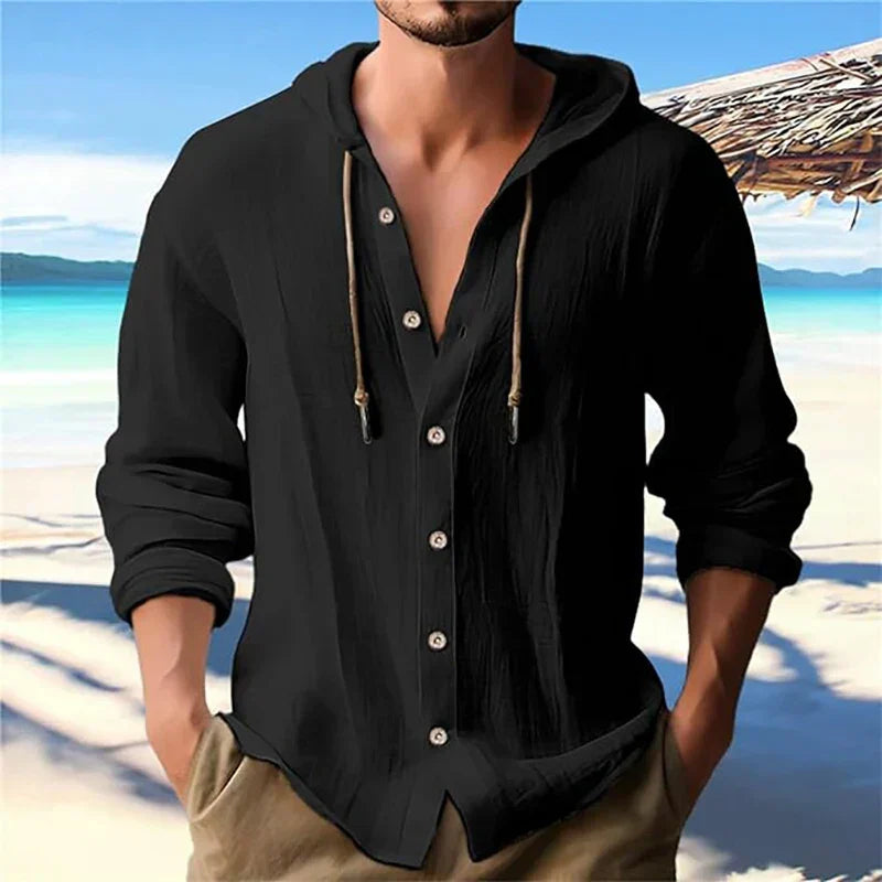 Ademend & Licht Linnen Heren Shirt met Capuchon – Malik