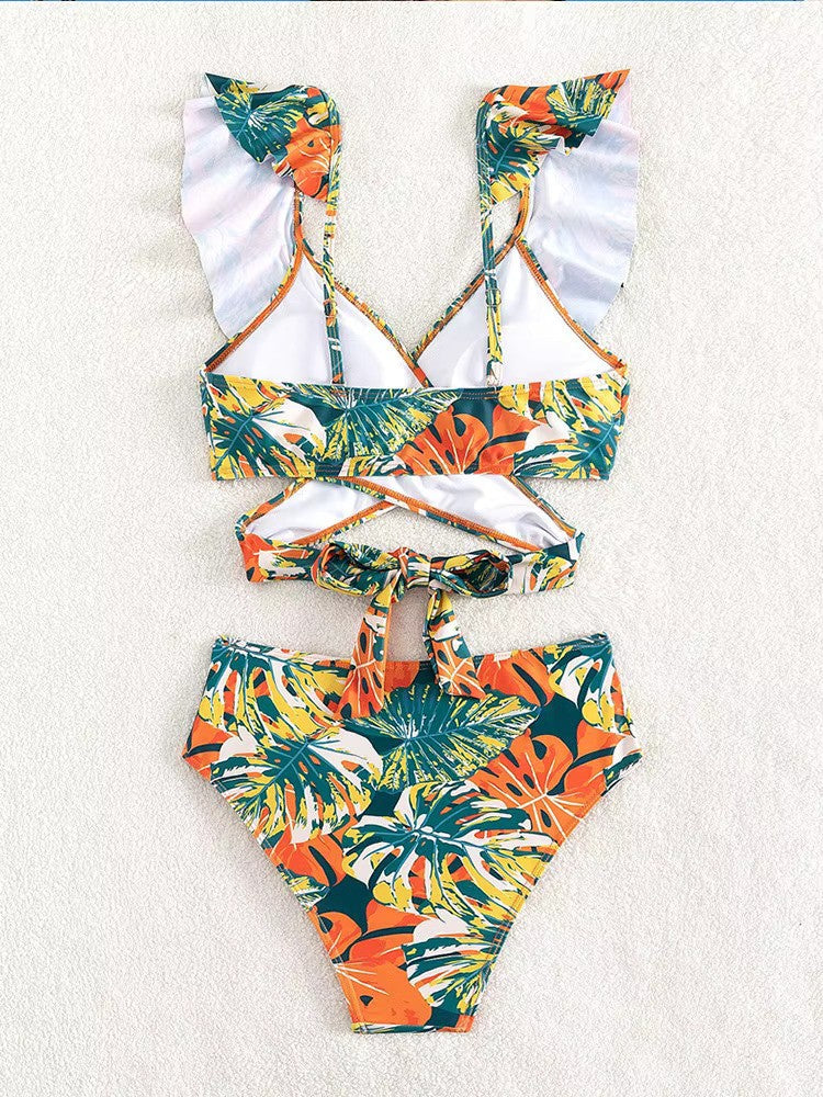 Tropische High Waist Bikini Set met Vrolijke Print