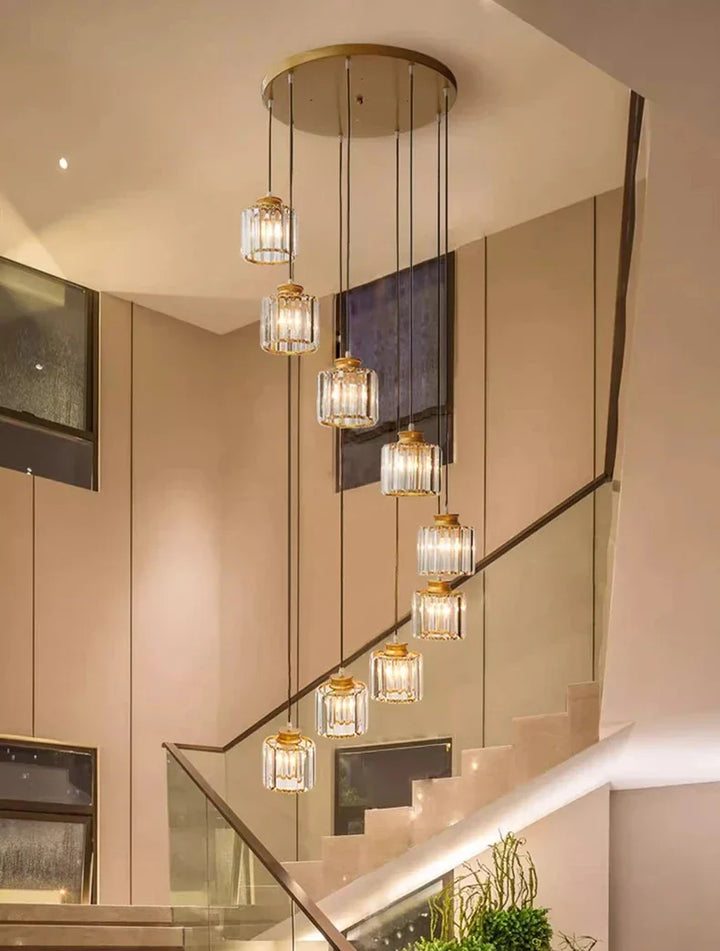 Lange Glazen Kroonluchter voor Trappen en Hallen