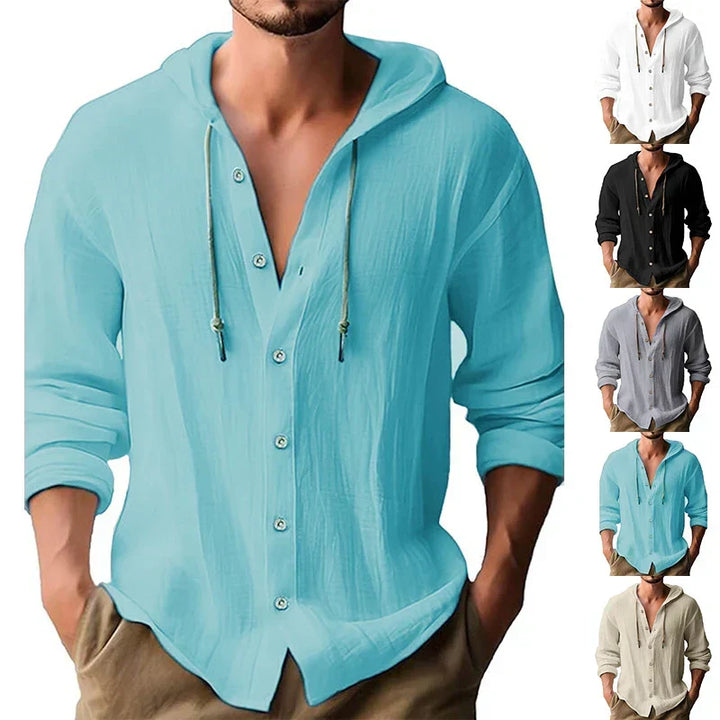 Ademend & Licht Linnen Heren Shirt met Capuchon – Malik