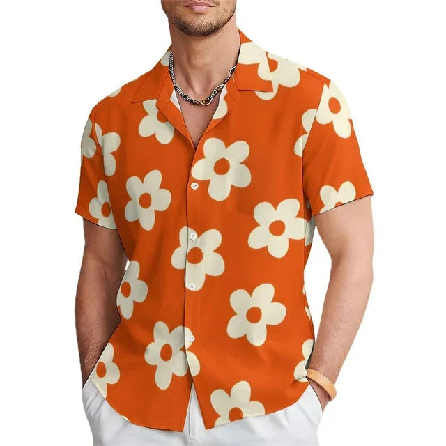 Heren Zomerhemd met Bloemenprint en Reverskraag – Elian