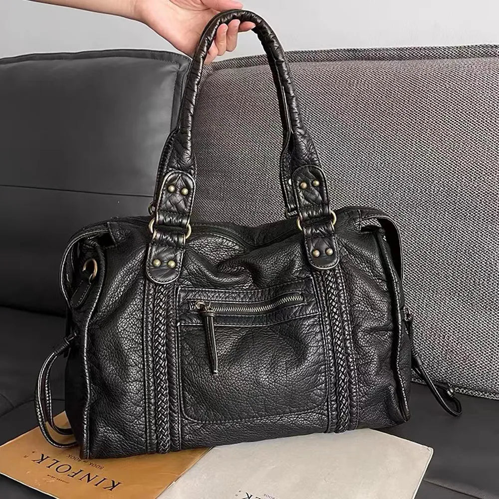 Élégance Zwart | Luxe Handtas van Echt Leer