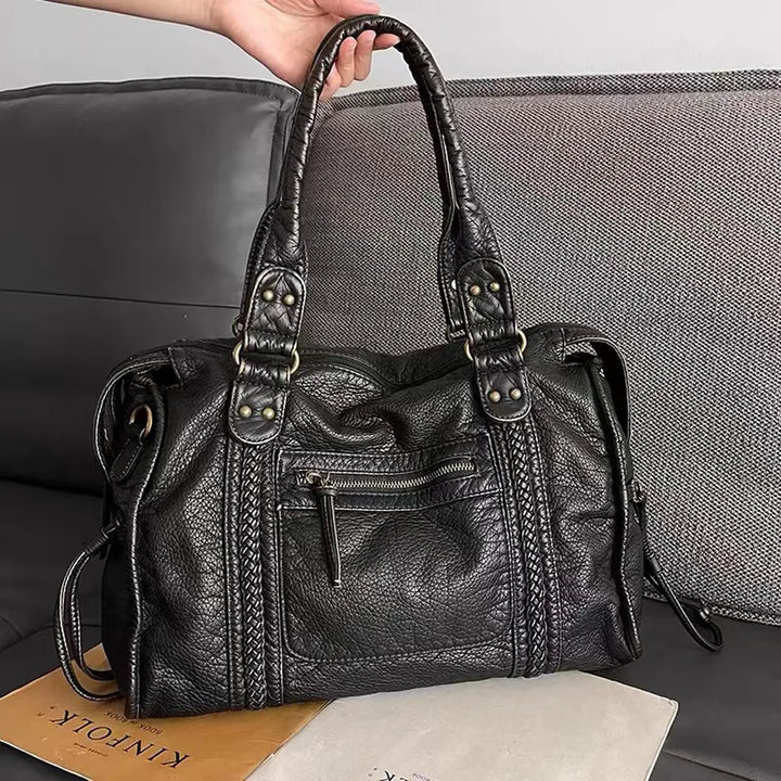 Élégance Zwart | Luxe Handtas van Echt Leer