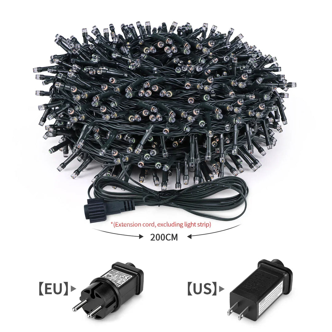 LuminaraX | LED-lichtsnoer buiten 24V | 8 lichtmodi | Waterdicht IP65 | 10–100 m | Voor tuin, huis en kerstversiering