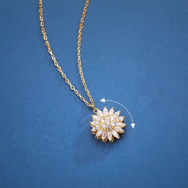 GoldenBloom Verstelbare Ketting | Draaiende Zonnebloemhanger voor Tijdloze Elegantie