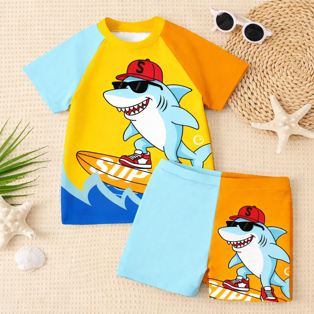 Jonge Jongen Casual Loose-Fit T-Shirt & Shorts Zwem Set