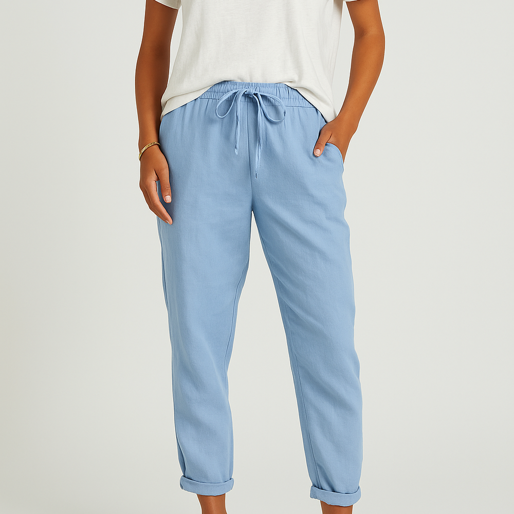 
                  
                    Solene – Luchtige Katoen-Linnen Broek met Middelhoge Taille
                  
                