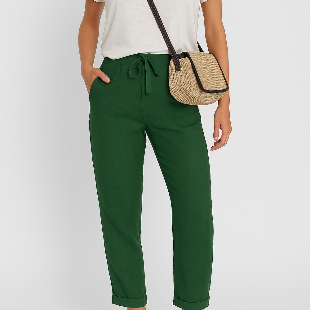 
                  
                    Solene – Luchtige Katoen-Linnen Broek met Middelhoge Taille
                  
                