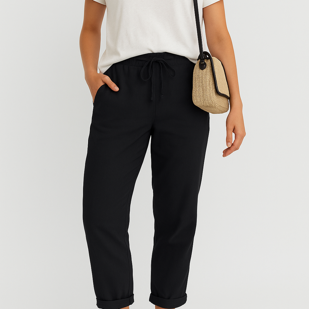 
                  
                    Solene – Luchtige Katoen-Linnen Broek met Middelhoge Taille
                  
                
