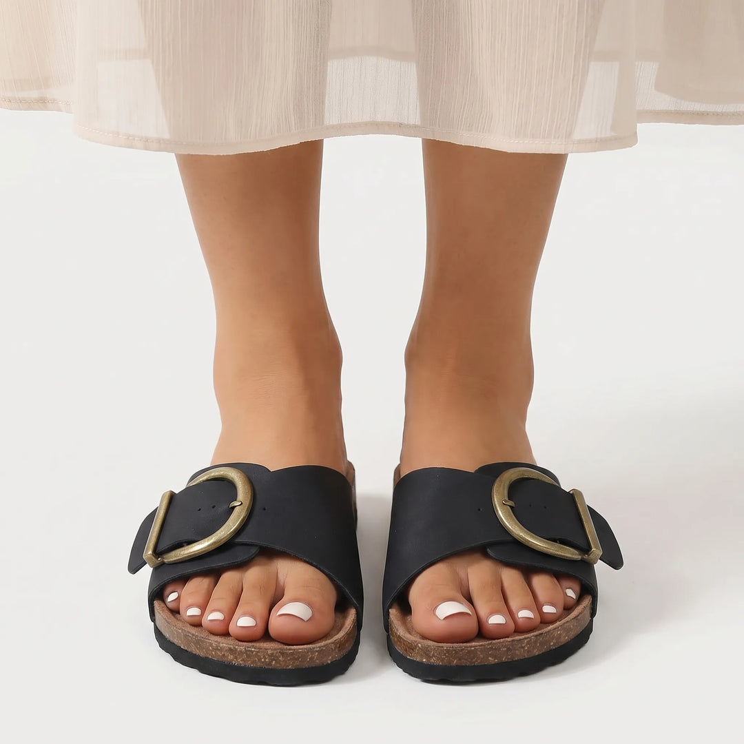 SolvenFlat Cork-Sole Slide Sandal