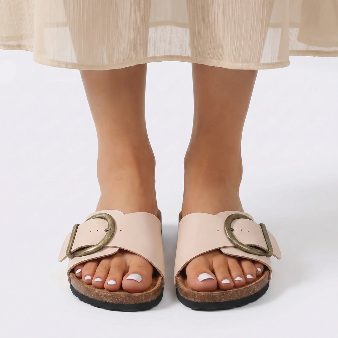 SolvenFlat Cork-Sole Slide Sandal