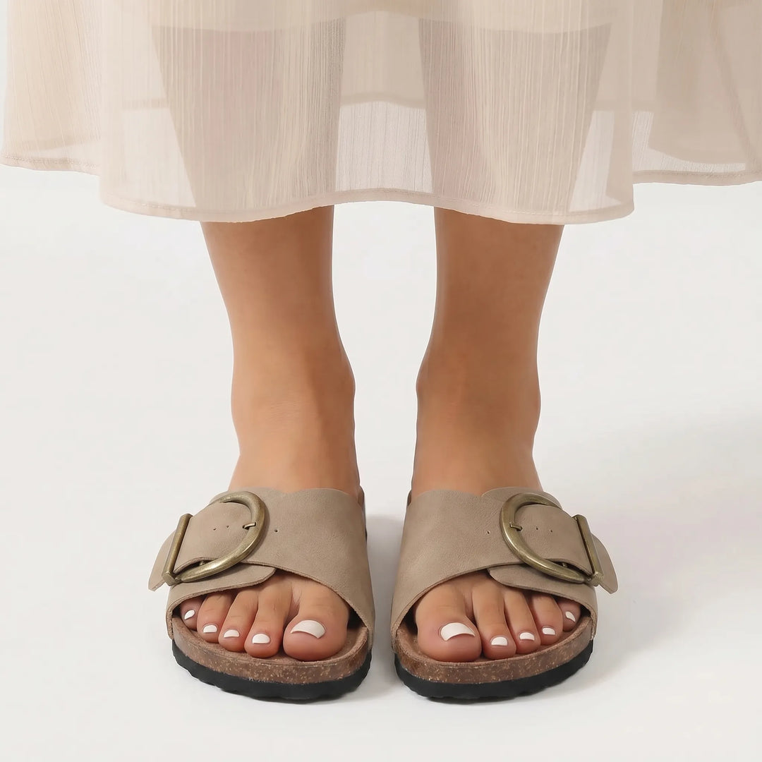 SolvenFlat Cork-Sole Slide Sandal