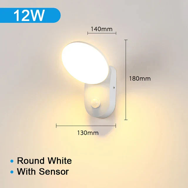 Waterdichte buitenwandlamp met PIR-bewegingssensor (12W)