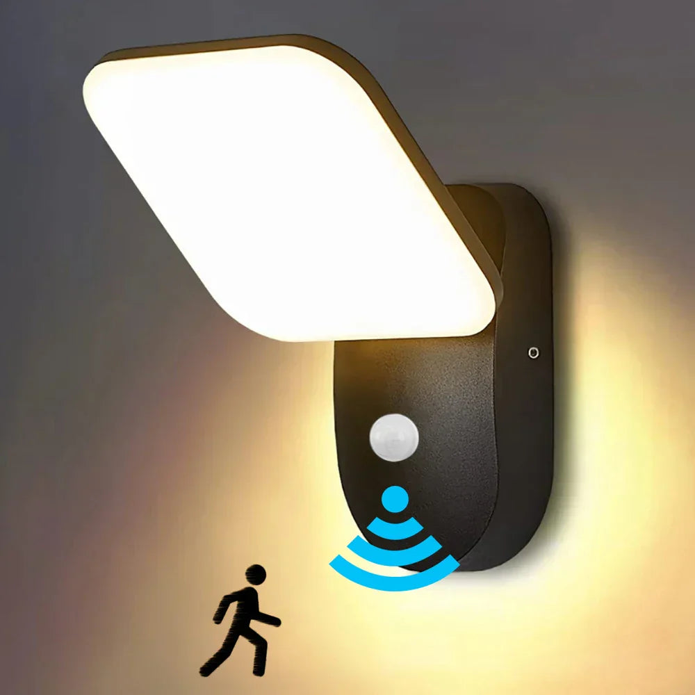 Waterdichte buitenwandlamp met PIR-bewegingssensor (12W)