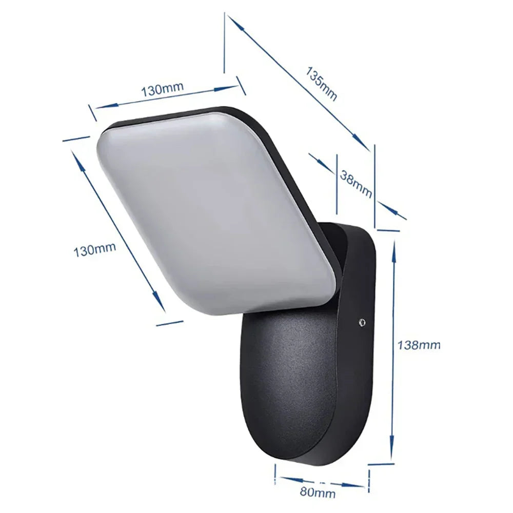 Waterdichte buitenwandlamp met PIR-bewegingssensor (12W)