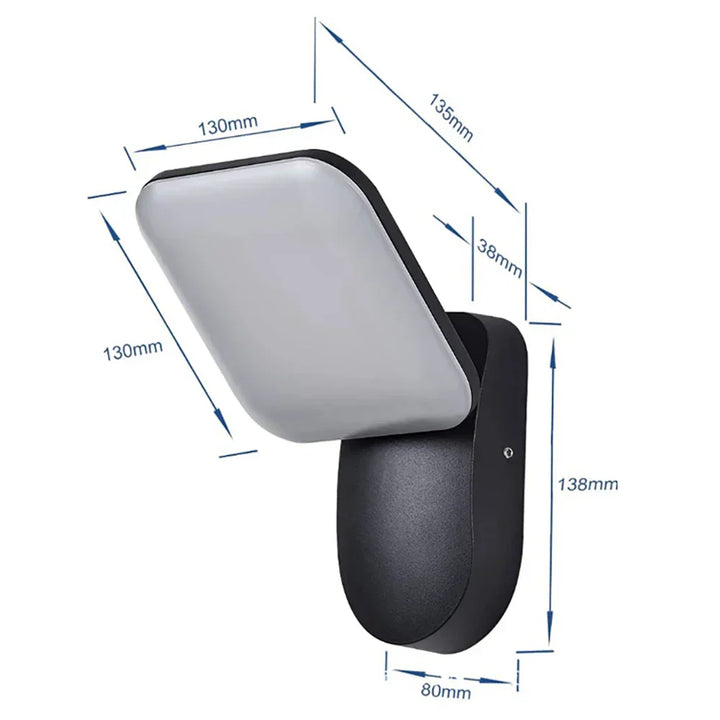 Waterdichte buitenwandlamp met PIR-bewegingssensor (12W)