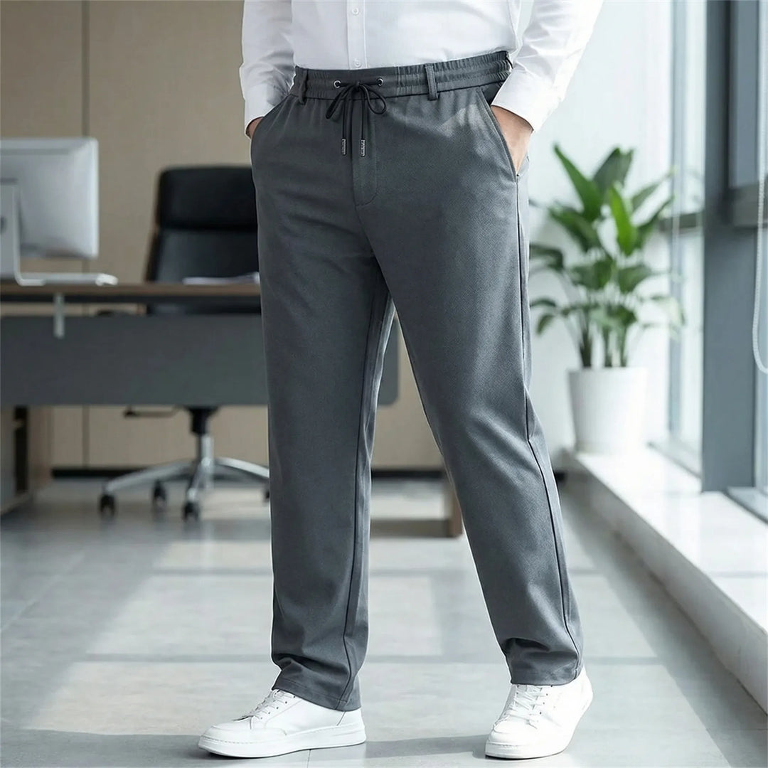 Casual broek met rechte pasvorm en elastische tailleband - Donnie
