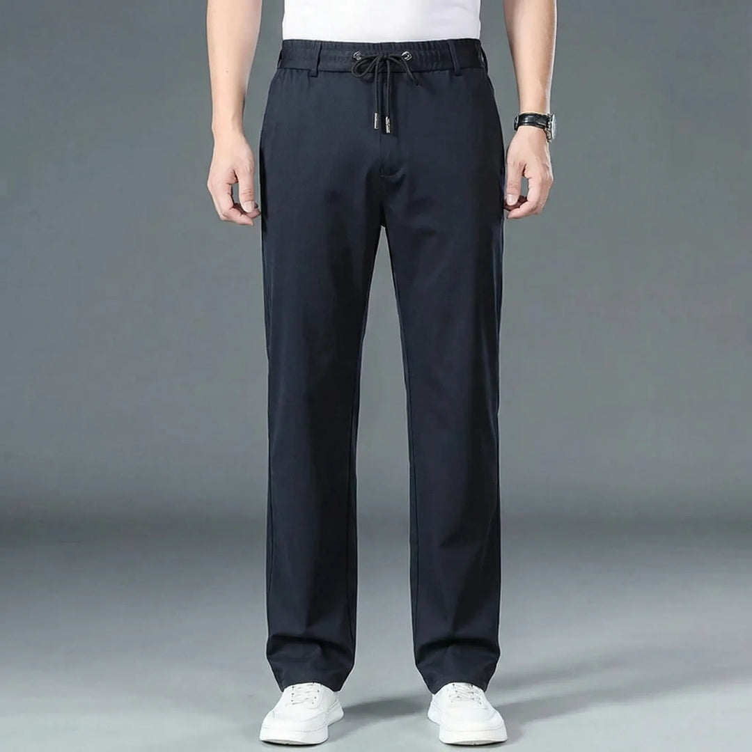 Casual broek met rechte pasvorm en elastische tailleband - Donnie