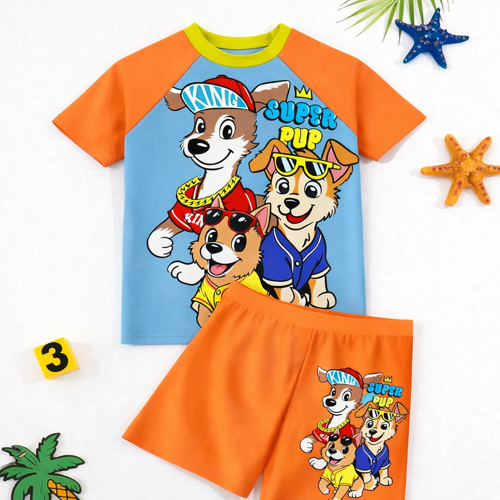 Jonge Jongen Casual Loose-Fit T-Shirt & Shorts Zwem Set