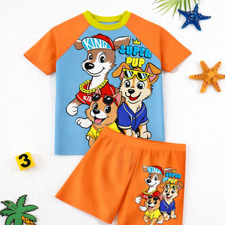 Jonge Jongen Casual Loose-Fit T-Shirt & Shorts Zwem Set