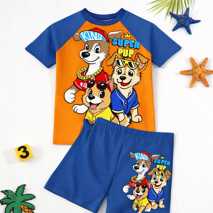 Jonge Jongen Casual Loose-Fit T-Shirt & Shorts Zwem Set