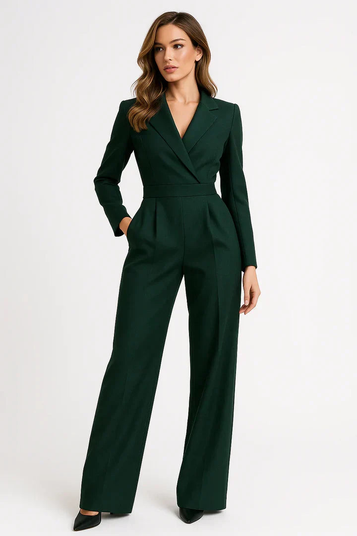 Getailleerde blazer-jumpsuit met wijde broekspijpen - Luisa