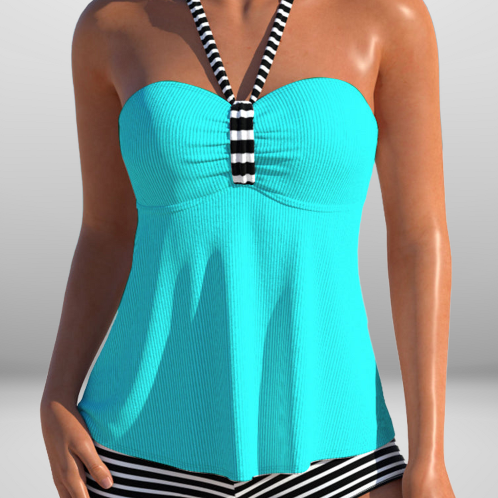 
                  
                    Tirelia – Gestreepte Halter Zwemtop met Shaping Short
                  
                