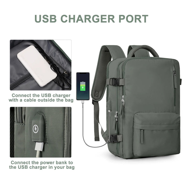 Multifunctionele damesrugzak 35 L met USB-aansluiting