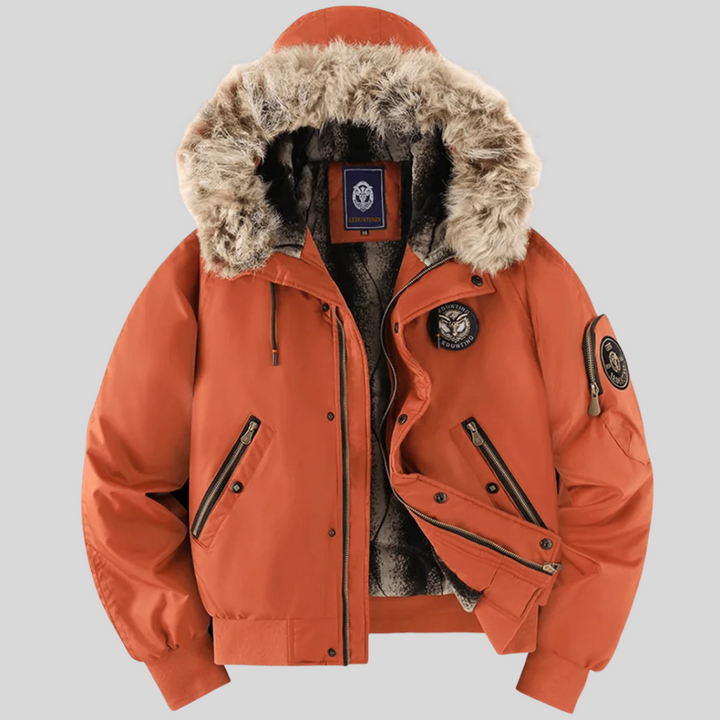 Gewatteerd bomberjack met capuchon van imitatiebont