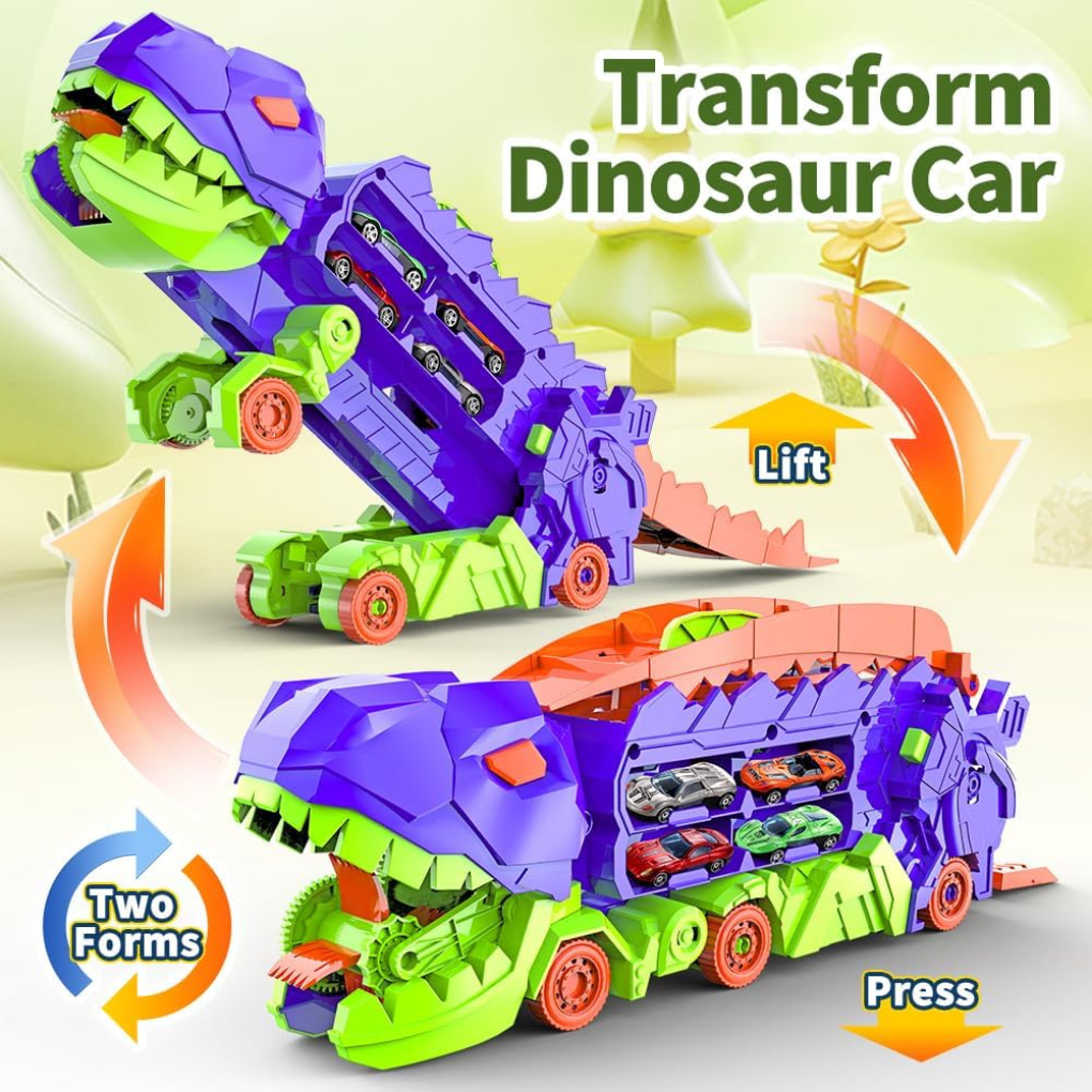 Dino City Transporter – Racebaan & Transformeerbare Vrachtwagen